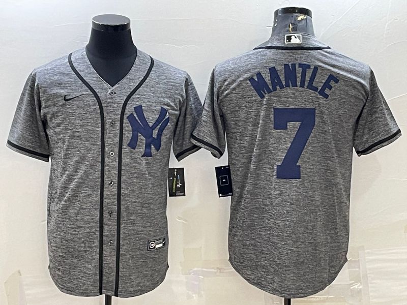 Men New York Yankees #7 Mantle Grey hemp ash Nike 2022 MLB Jersey->new york yankees->MLB Jersey